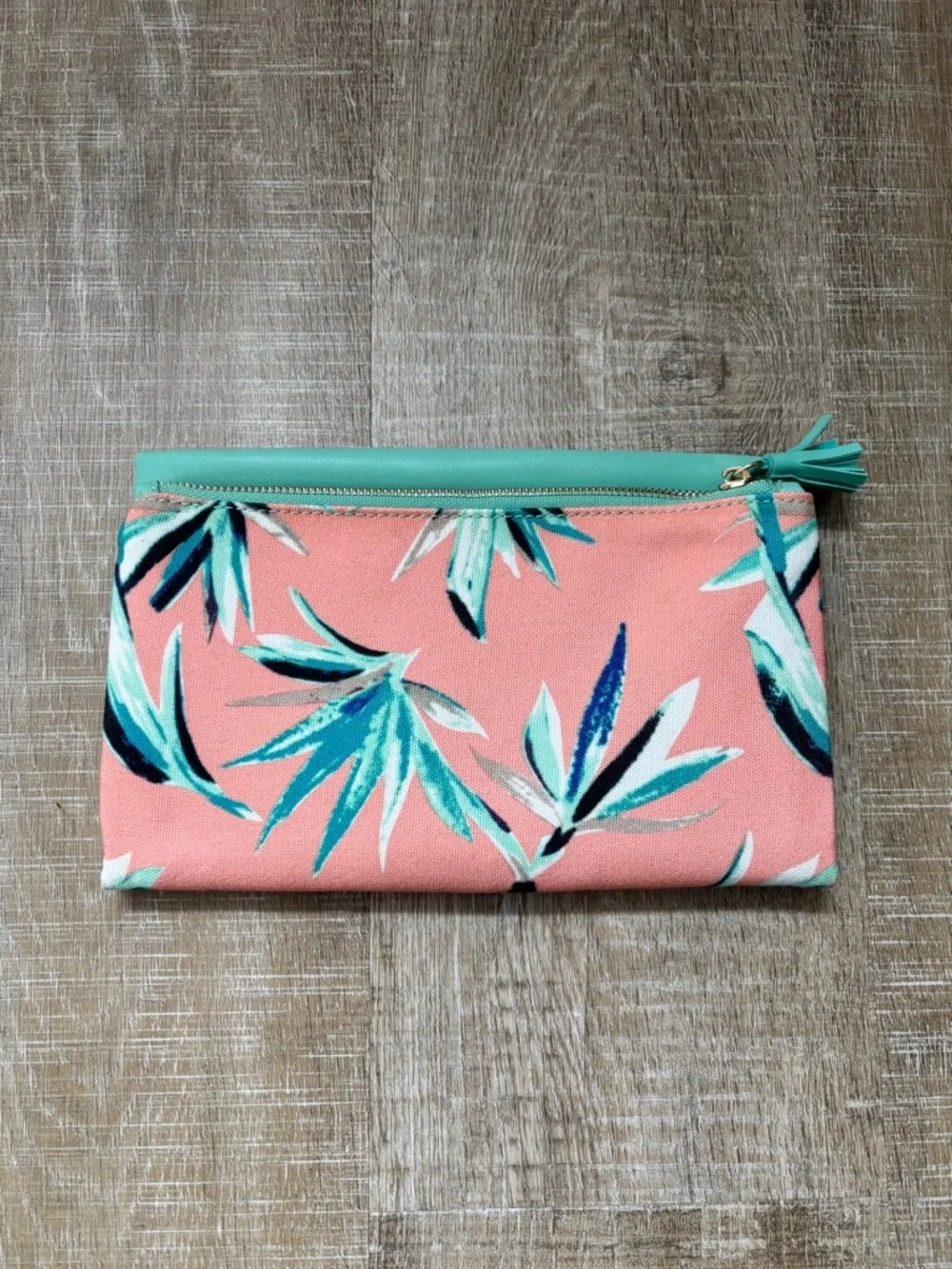 Rachel Pally Reversible Clutch Paradise Tropical Floral Mint Coral Vegan Leather